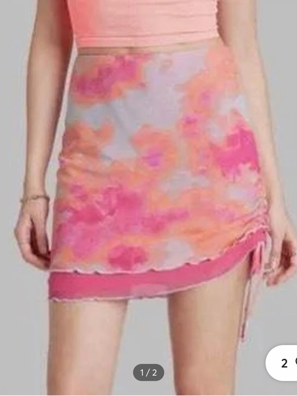 WILD FABLE - Pink & Peach Tie-Dye Mini Skirt - Size XS